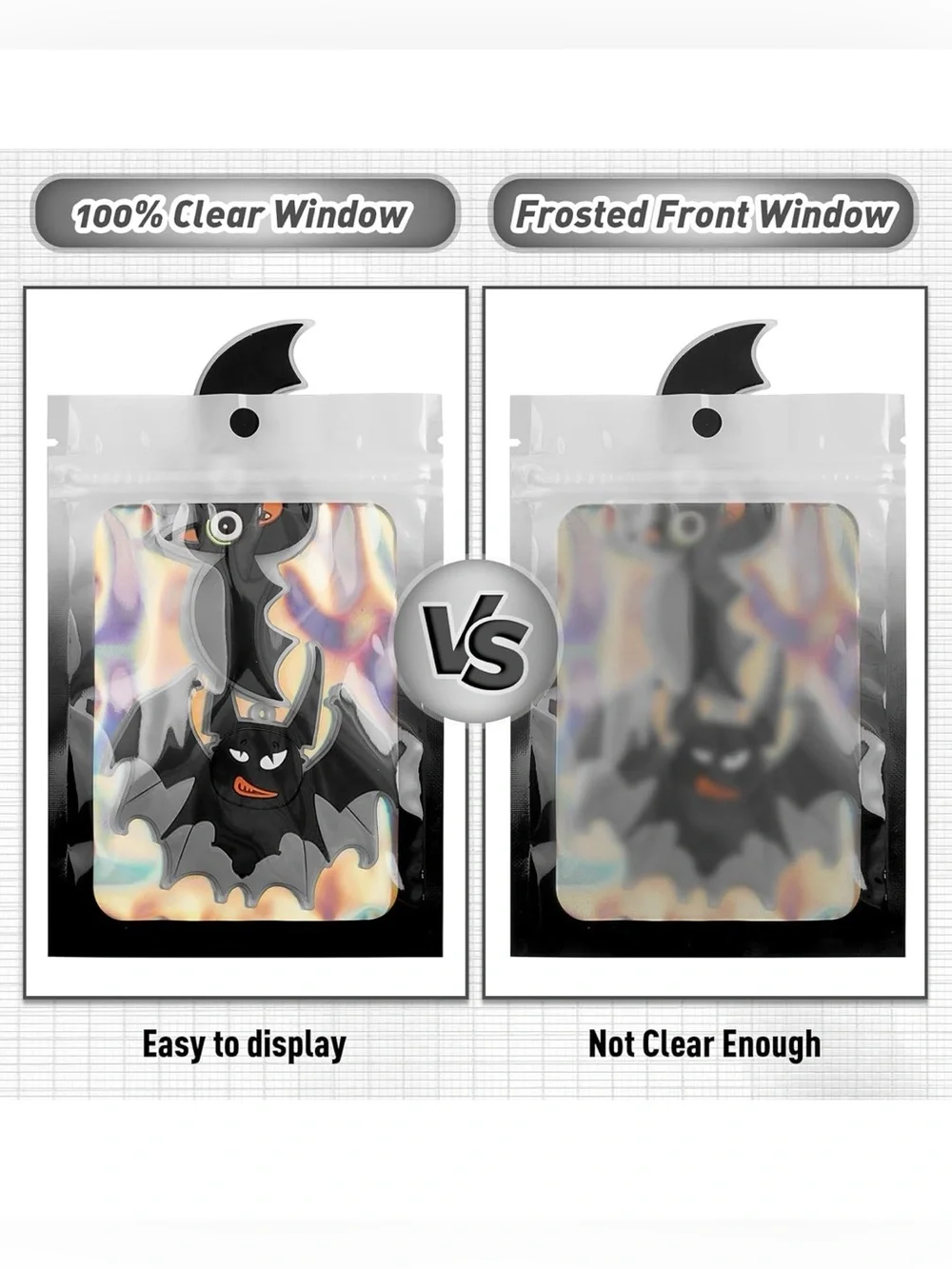 BUY NOW 20 Black/White Gradient Mylar Zip Bags